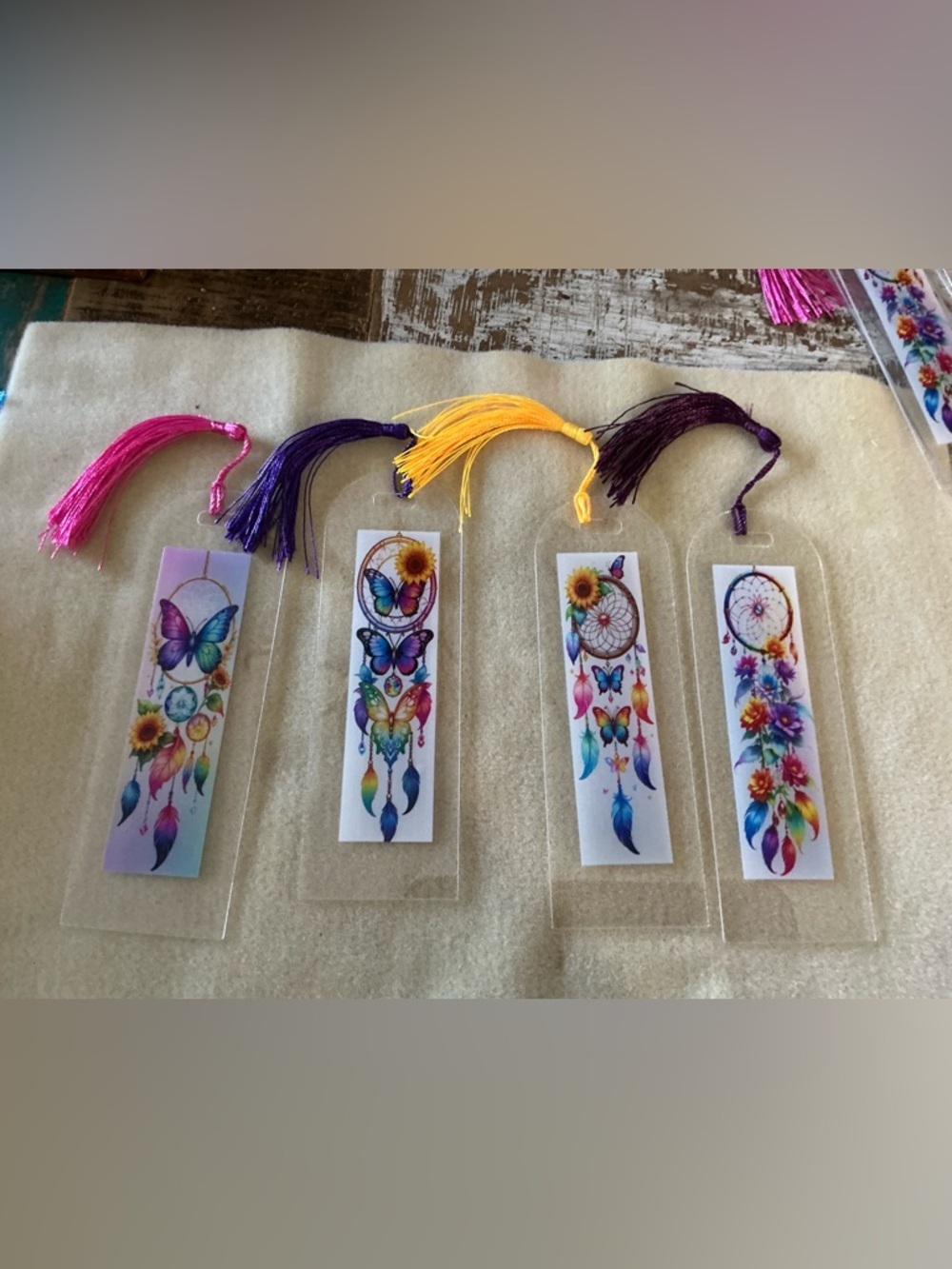 Colorful Dreamcatcher Butterfly Bookmarks with Tassels - Set of 4